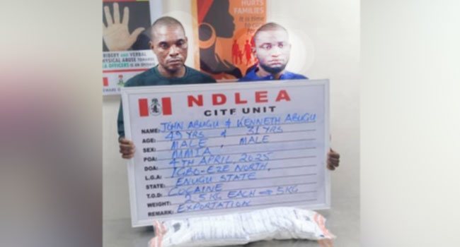 Brothers headed to India nabbed with cocaine at Lagos airport