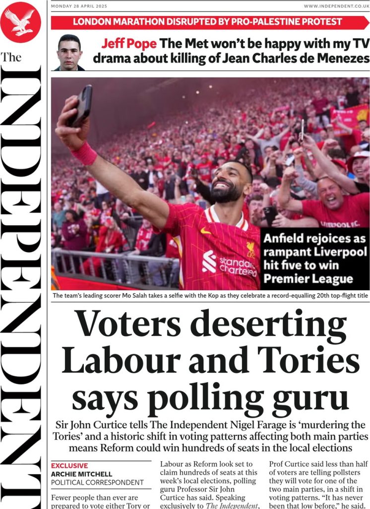 FRONT PAGES: UK Newspapers – 28 April 2025