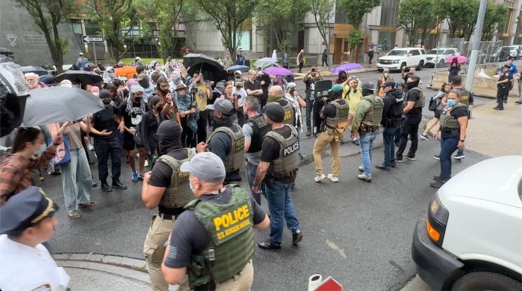 Five arrested during clash over immigration raids in New York City