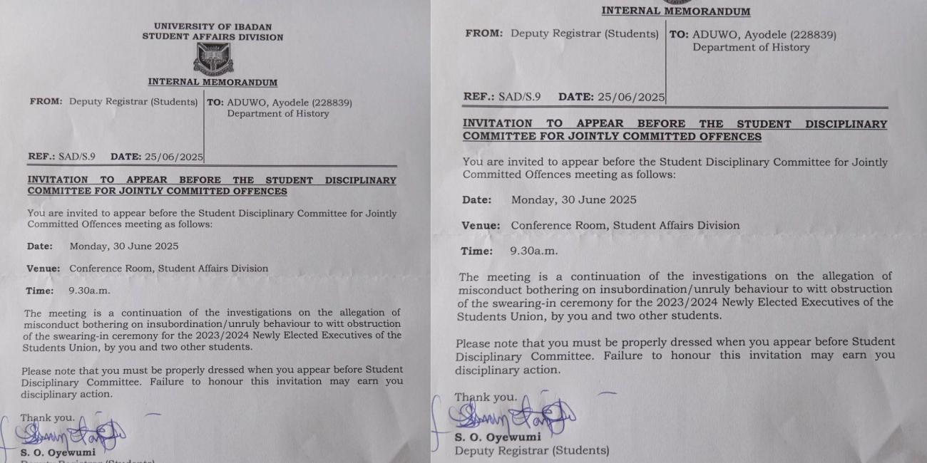 University of Ibadan drags three students before disciplinary panel over peaceful protest on hike in education costs