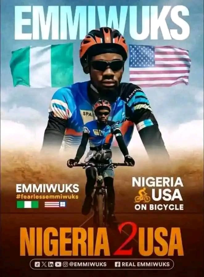 Nigerian man begins bicycle journey to U.S., draws mixed reactions