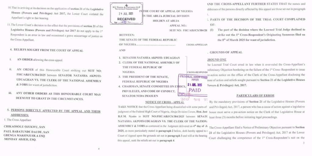 Senate responds with cross-appeal after Senator Natasha storms National Assembly