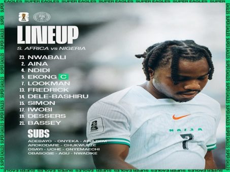 Confirmed: Super Eagles lineup for clash with South Africa