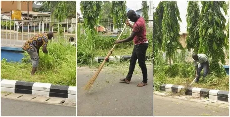 Circular surfaces asking Edo teachers to clear school grass despite government denial