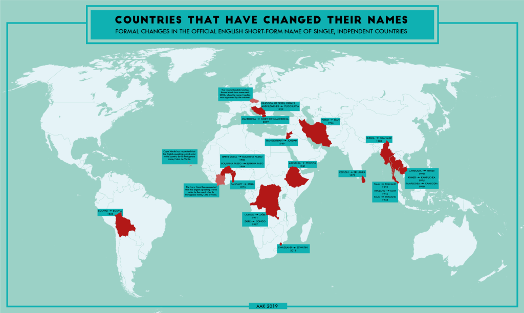 Countries that recently rebranded with new names and the stories behind them