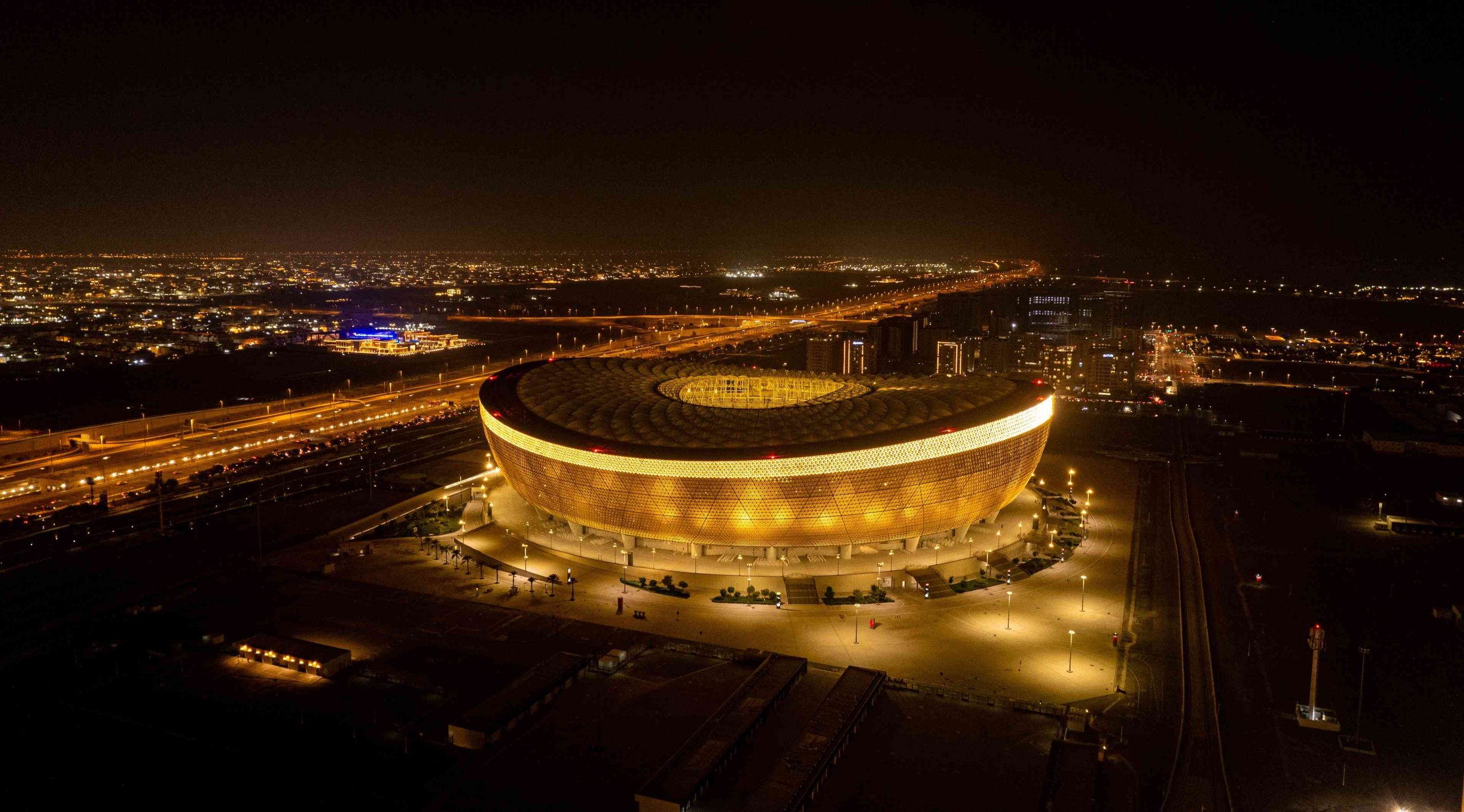 Lusail Stadium in Qatar background