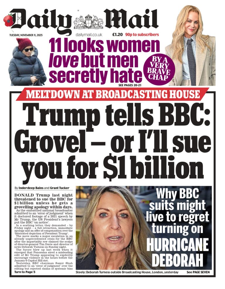 How UK newspapers covered the BBC crisis—11 November 2025