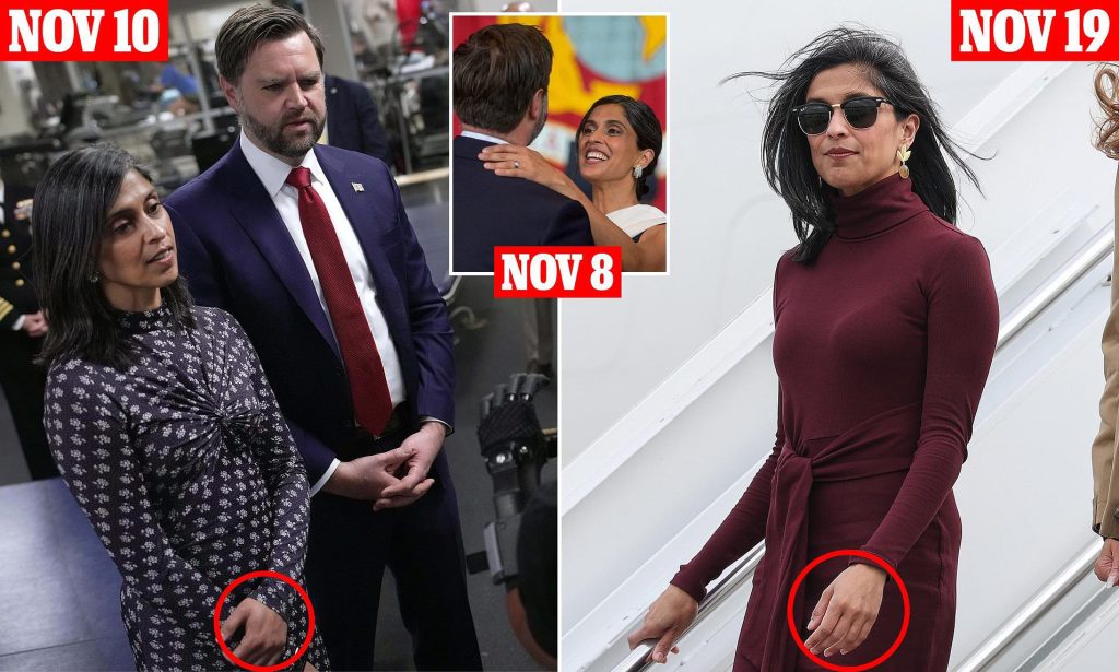 Second Lady Usha Vance appears ringless at public events amid speculation over marriage