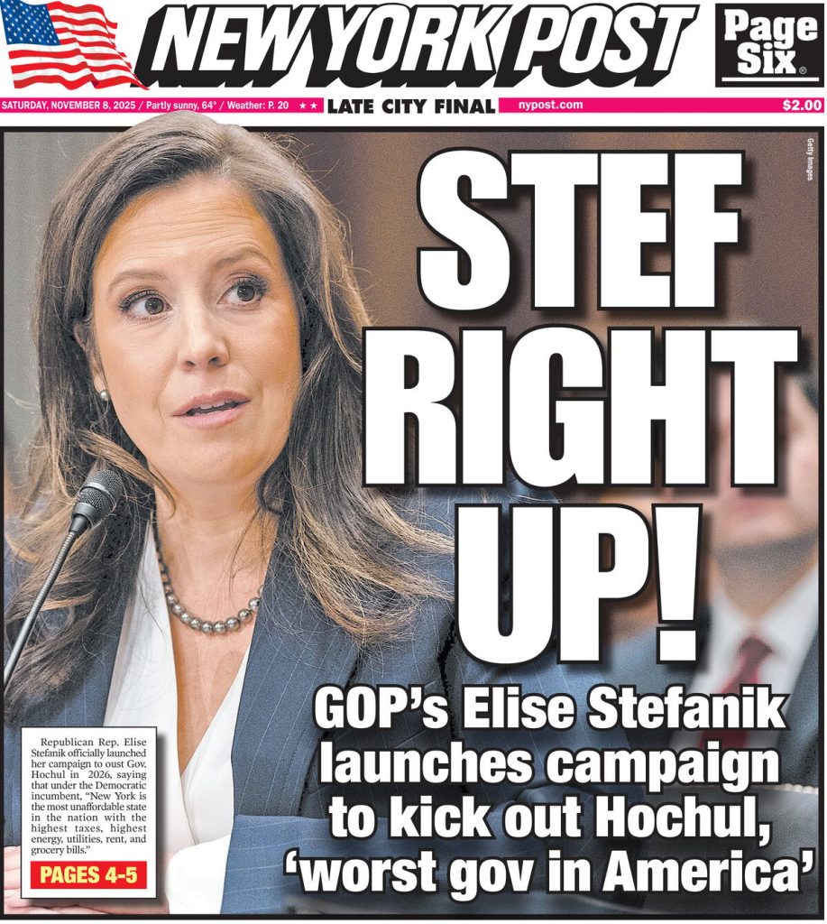 FRONT PAGES: US Newspapers – 08 November 2025