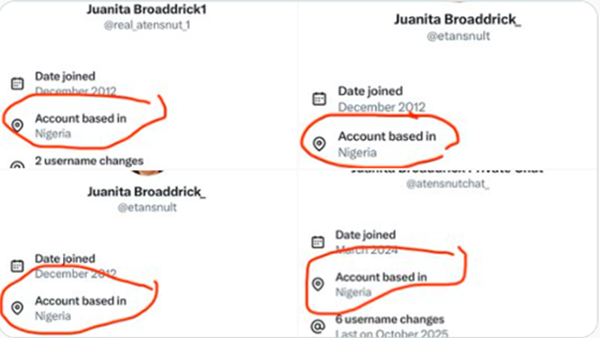 X’s new country tag reveals Nigeria-based impostors posing as US author