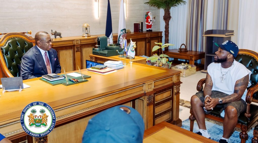 Davido calls Sierra Leone ‘second home’ during presidential visit