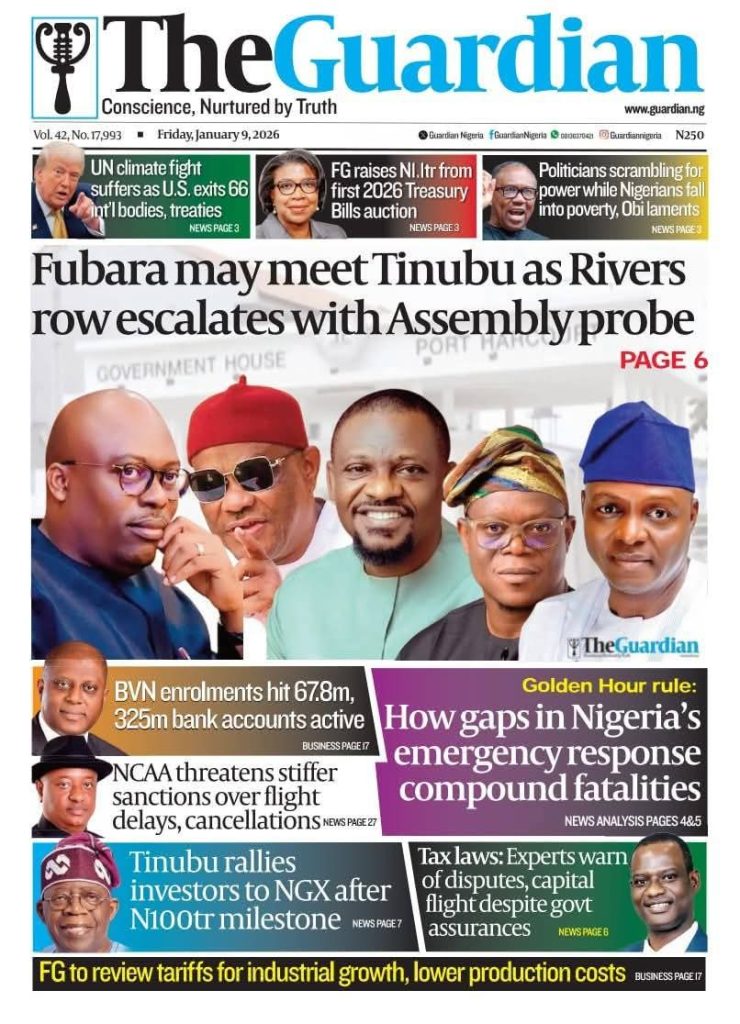 FRONT PAGES: Nigerian Newspapers – 09 January 2026