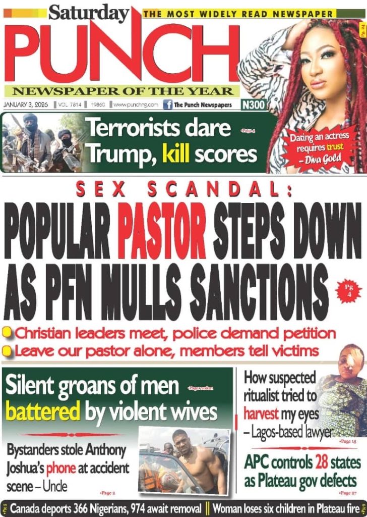 FRONT PAGES: Nigerian newspapers – 3 January 2026