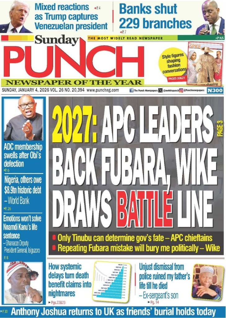 FRONT PAGES: Nigerian Newspapers – 4 January 2026