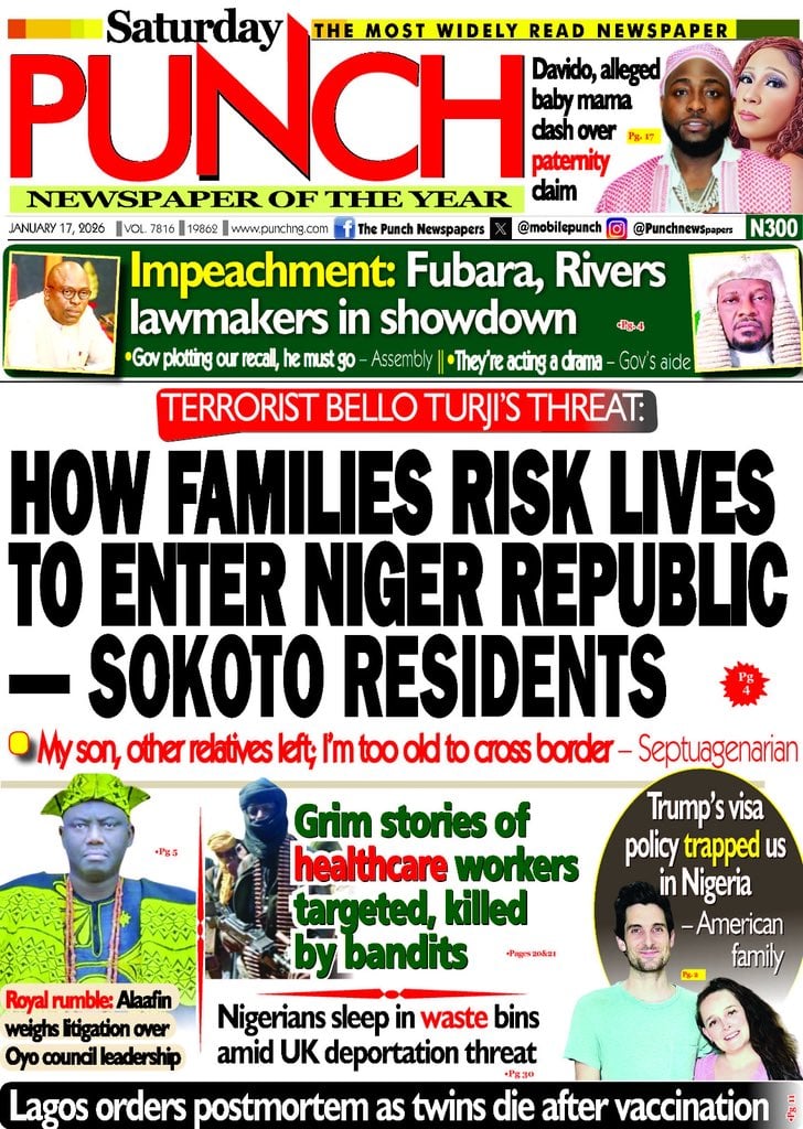 FRONT PAGES: Nigerian Newspapers – 17 January 2026