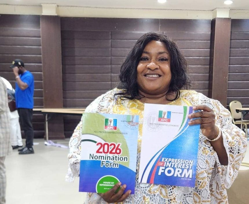 Nollywood actress Foluke Daramola picks APC forms for House of Reps