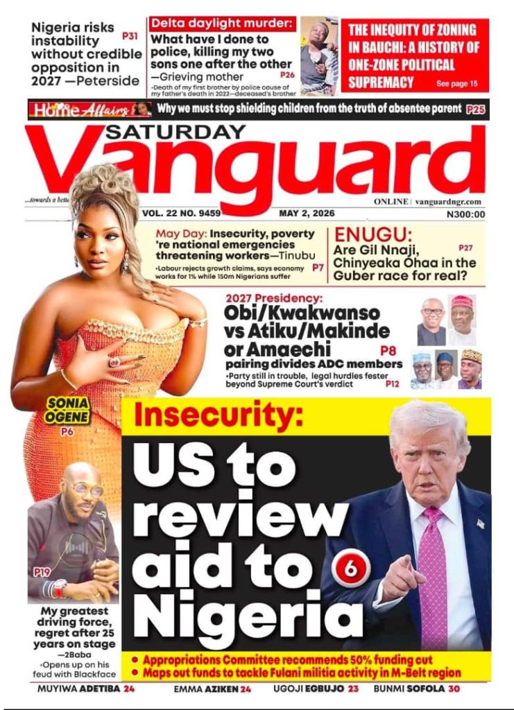 FRONT PAGES: Nigerian Newspapers – 2 May 2026